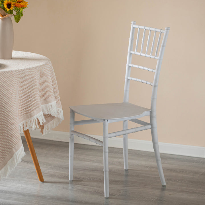 Modern White Stackable Chiavari Dining Chair, Seating for Dining, Events and Weddings, Party Chair, White Image 3
