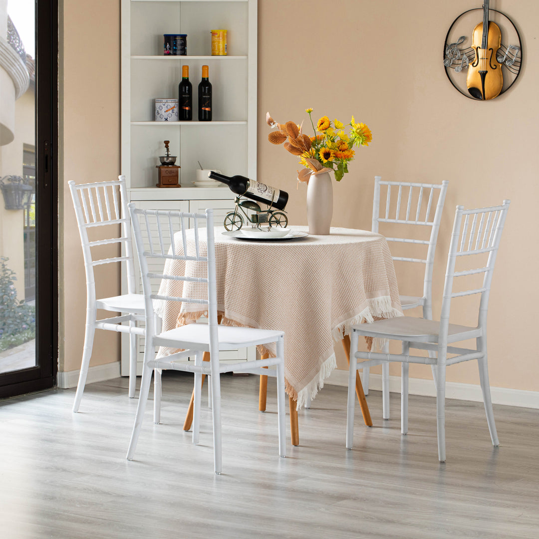 Modern White Stackable Chiavari Dining Chair, Seating for Dining, Events and Weddings, Party Chair, White Image 5