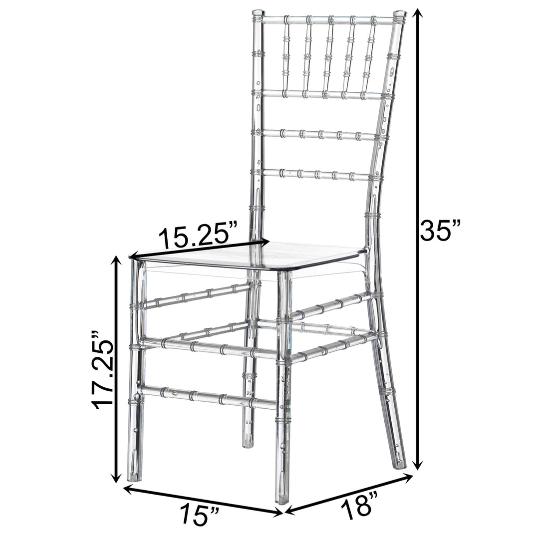 Stackable Acrylic Chiavari Dining Chair Clear 15x18x35 for Events Weddings Image 8