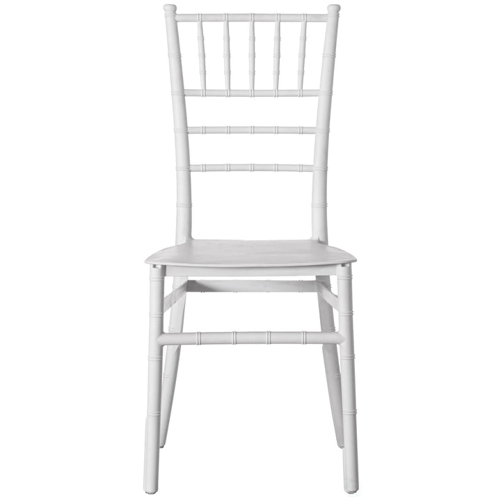 Modern White Stackable Chiavari Dining Chair 15.75x17.75 for Events Weddings Image 6