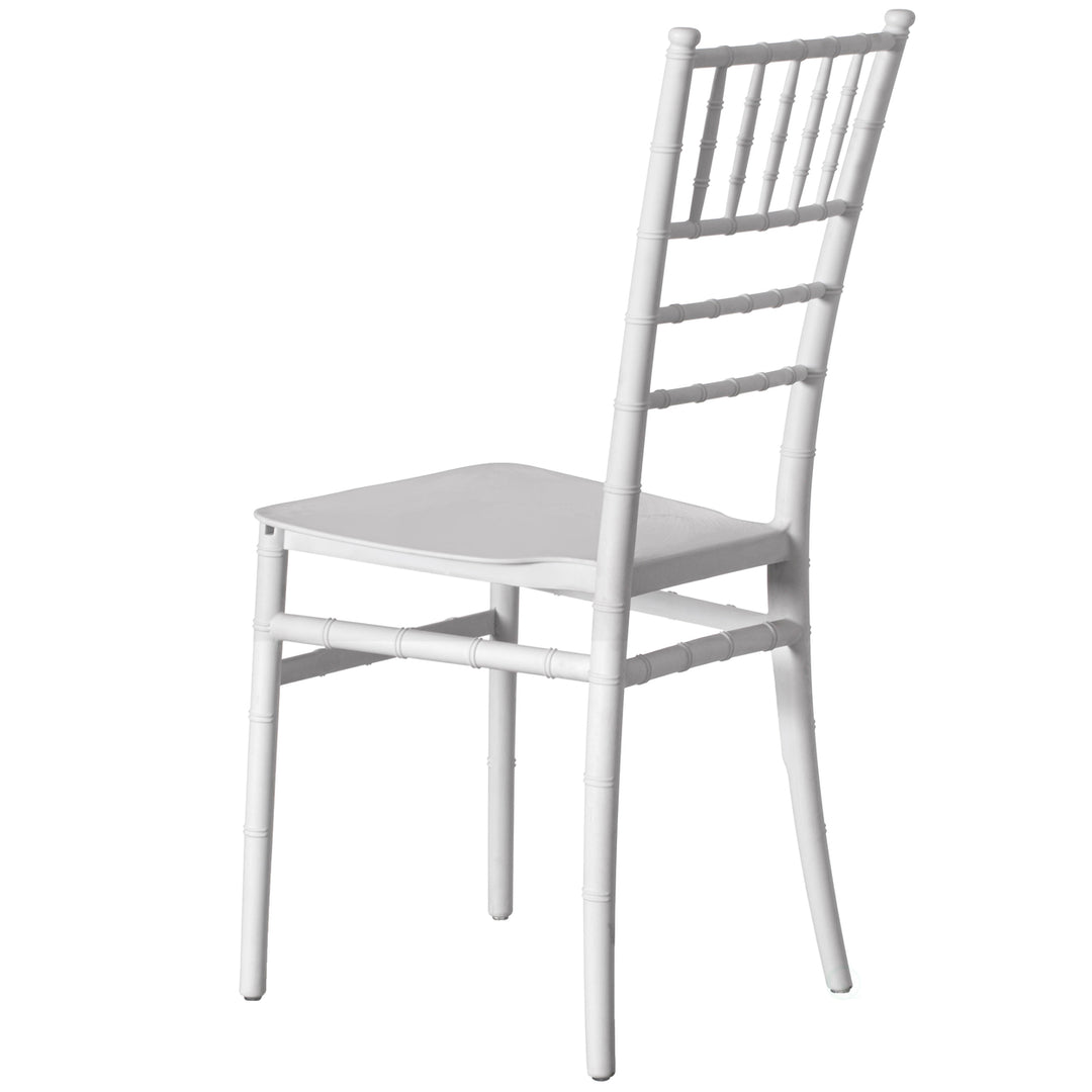 Modern White Stackable Chiavari Dining Chair 15.75x17.75 for Events Weddings Image 7