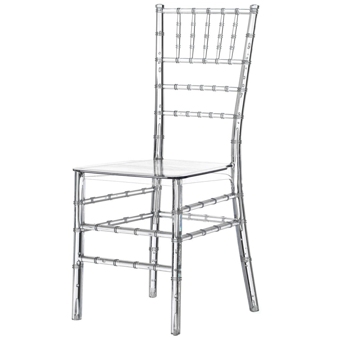 Stackable Acrylic Chiavari Dining Chair Clear 15x18x35 for Events Weddings Image 1