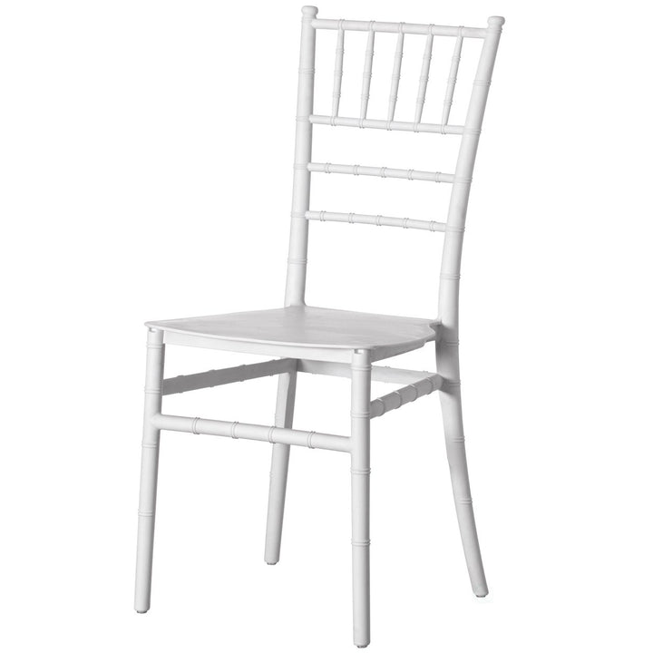 Modern White Stackable Chiavari Dining Chair 15.75x17.75 for Events Weddings Image 10