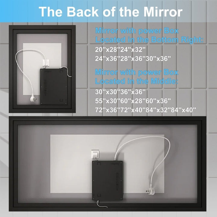 Apex-Noir 24"x36" Framed LED Lighted Bathroom Mirror Image 7