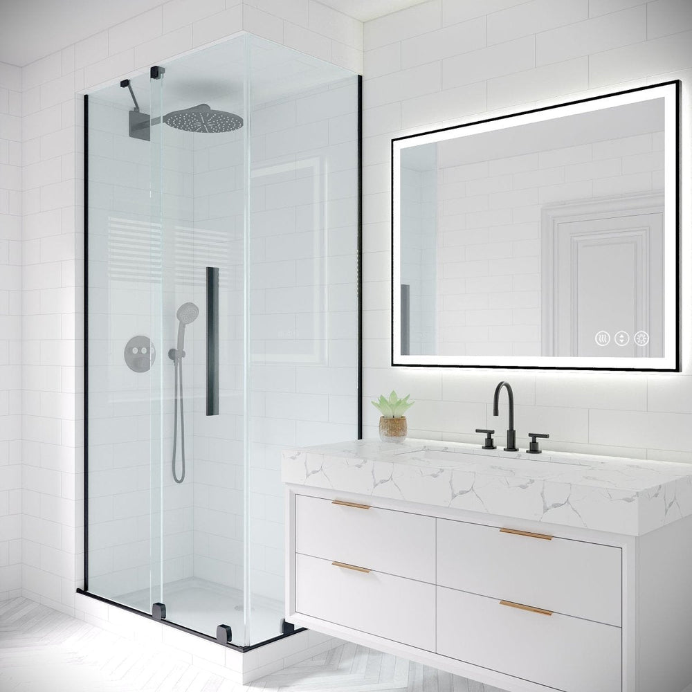 Apex-Noir 40"x32" Framed LED Lighted Bathroom Mirror Image 2