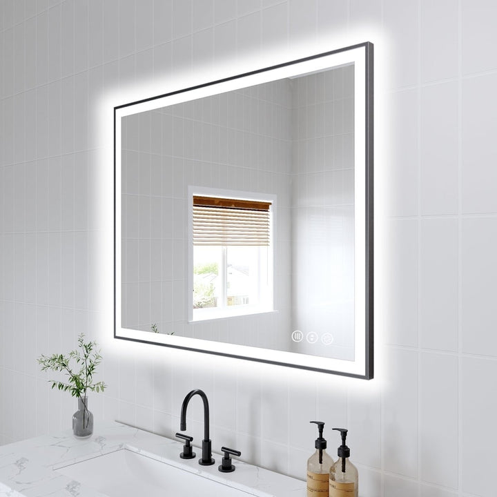 Apex-Noir 40"x32" Framed LED Lighted Bathroom Mirror Image 12