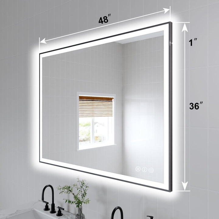 Apex-Noir 48"x36" Framed LED Lighted Bathroom Mirror Image 3