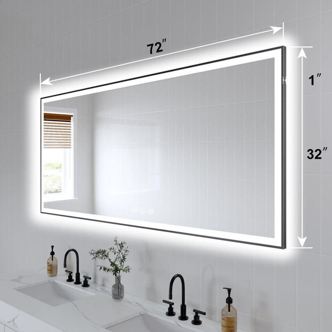 Apex-Noir 72"x32" Framed LED Lighted Bathroom Mirror Image 3