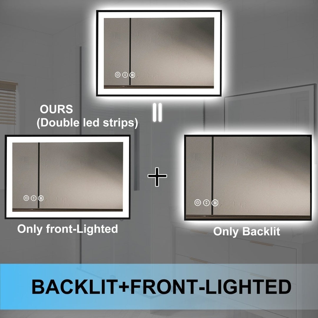 Apex-Noir 48"x36" Framed LED Lighted Bathroom Mirror Image 7