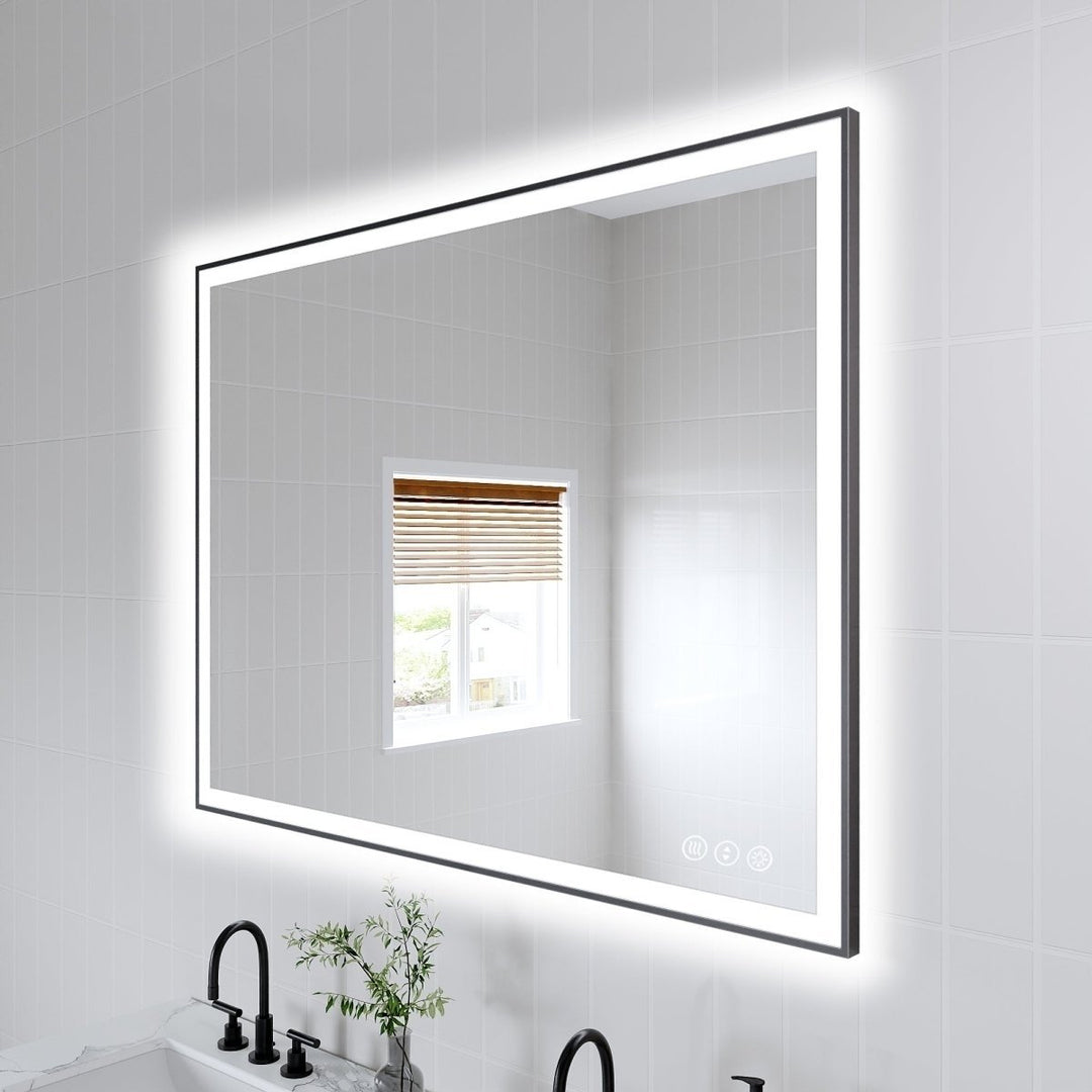 Apex-Noir 48"x36" Framed LED Lighted Bathroom Mirror Image 12