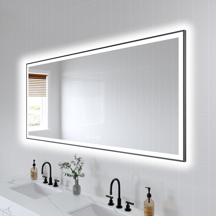 Apex-Noir 72"x32" Framed LED Lighted Bathroom Mirror Image 12