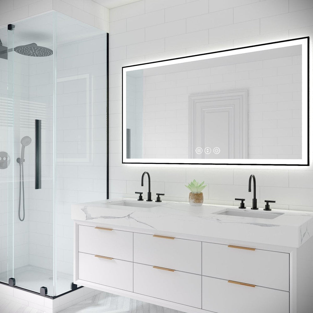 Apex-Noir 55"x30" Framed LED Lighted Bathroom Mirror Image 2