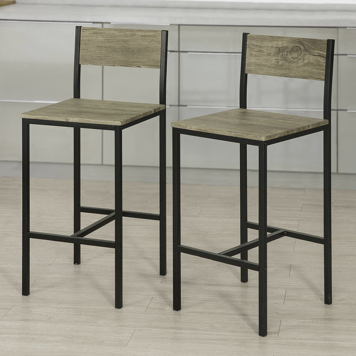 Haotian FST53X2 Bar Stool Set with Backrest Footrest Modern Industrial 2 pcs Image 6