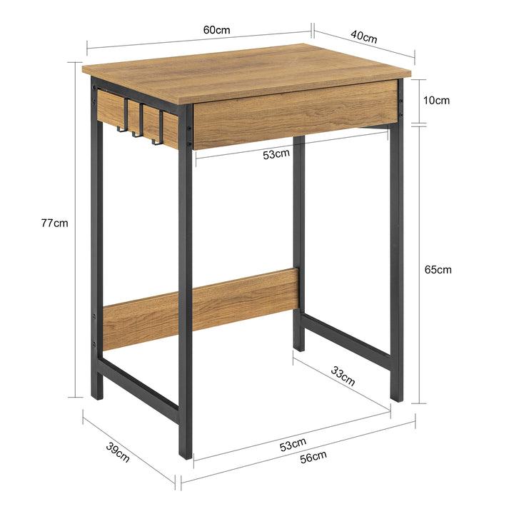 Haotian FWT43-N White Computer Desk with Drawer and Hooks 23.6in Compact Design Image 2