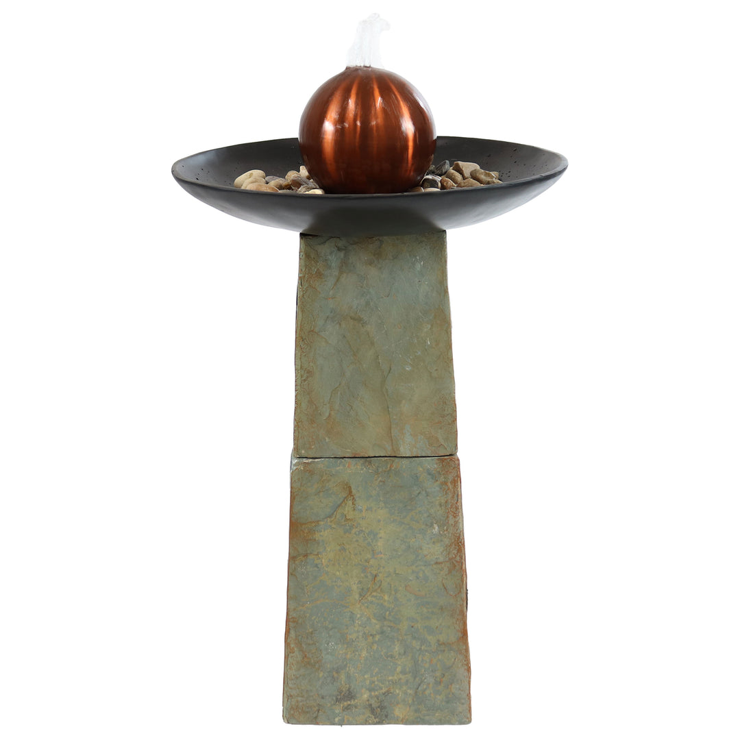 Sunnydaze Decorative Orb Slate Outdoor Water Fountain - 38" Image 1