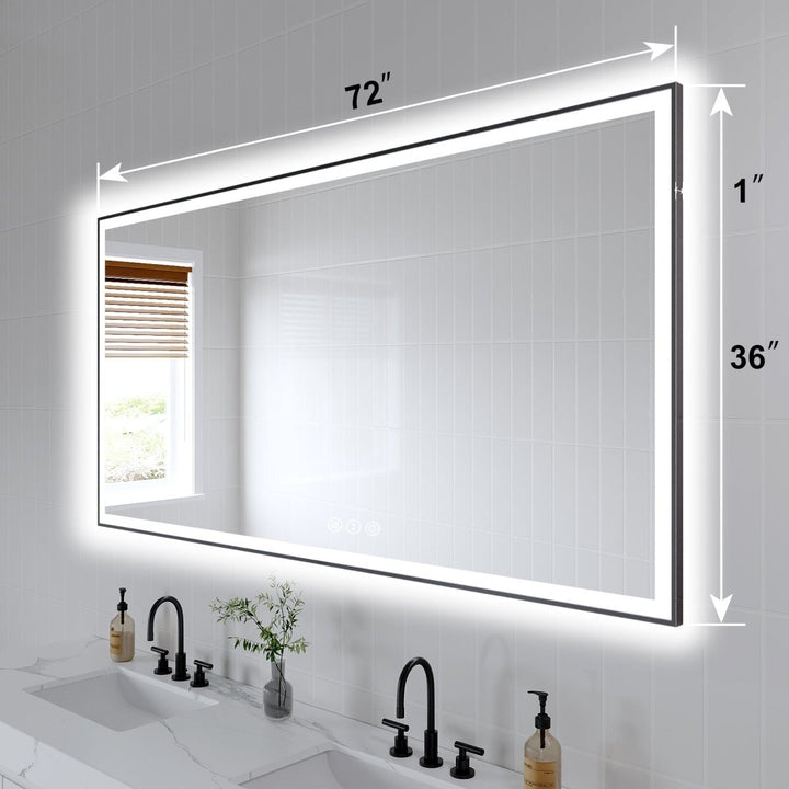 Apex-Noir 72"x36" Framed LED Lighted Bathroom Mirror Image 3