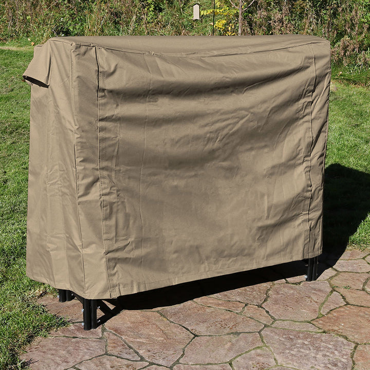 Sunnydaze 4 ft Weather-Resistant Polyester Firewood Log Rack Cover - Khaki Image 3