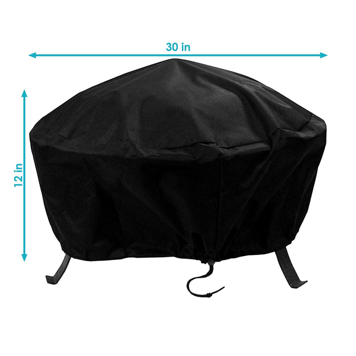 Sunnydaze 30 in Heavy-Duty PVC Round Outdoor Fire Pit Cover - Black Image 3