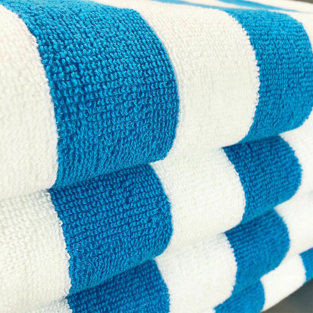1-Pack Ultra-Soft Quick-Dry 100% Cotton Striped Pool Cabana Beach Hotel Towel Set Image 2
