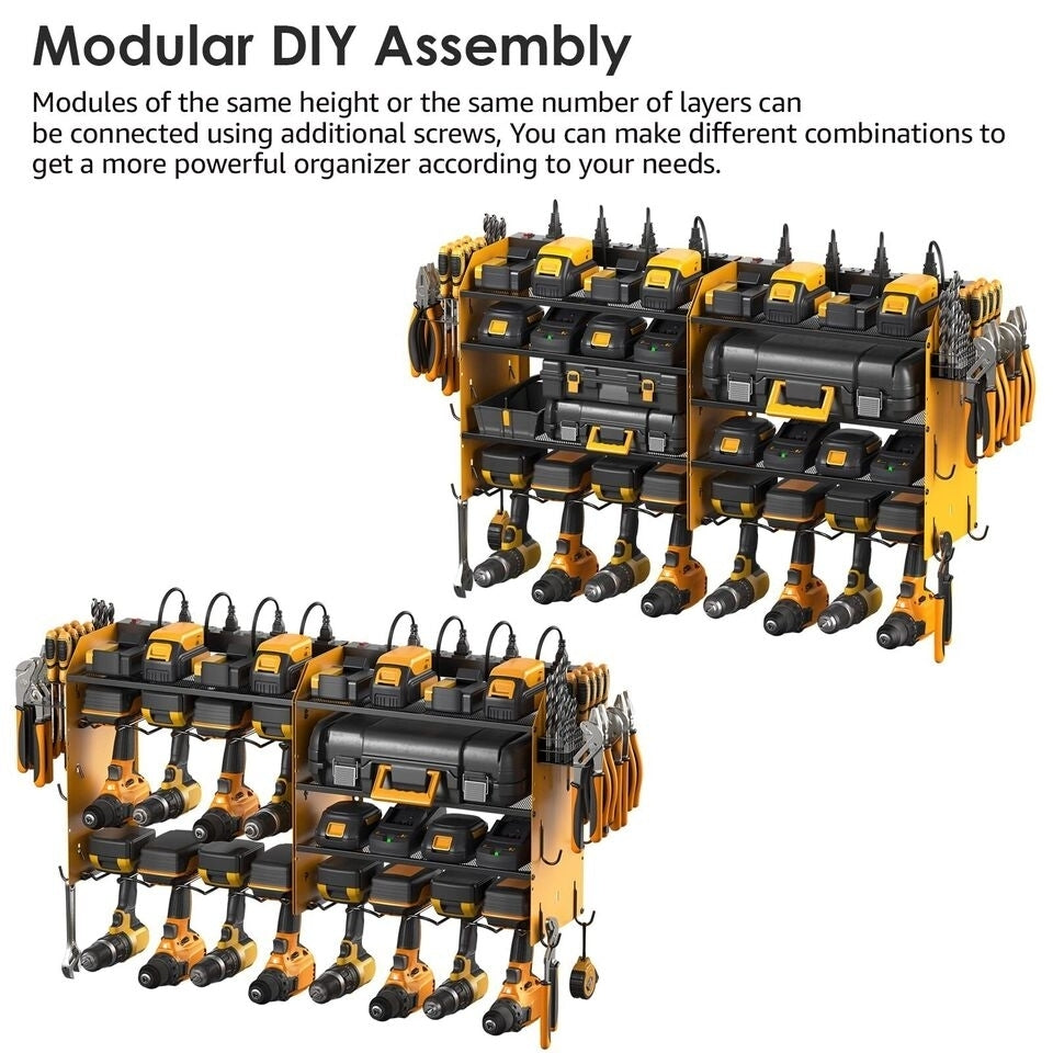 Modular Power Tool Organizer Wall Mount Charging Station, Yellow 8 Cord-less Image 6