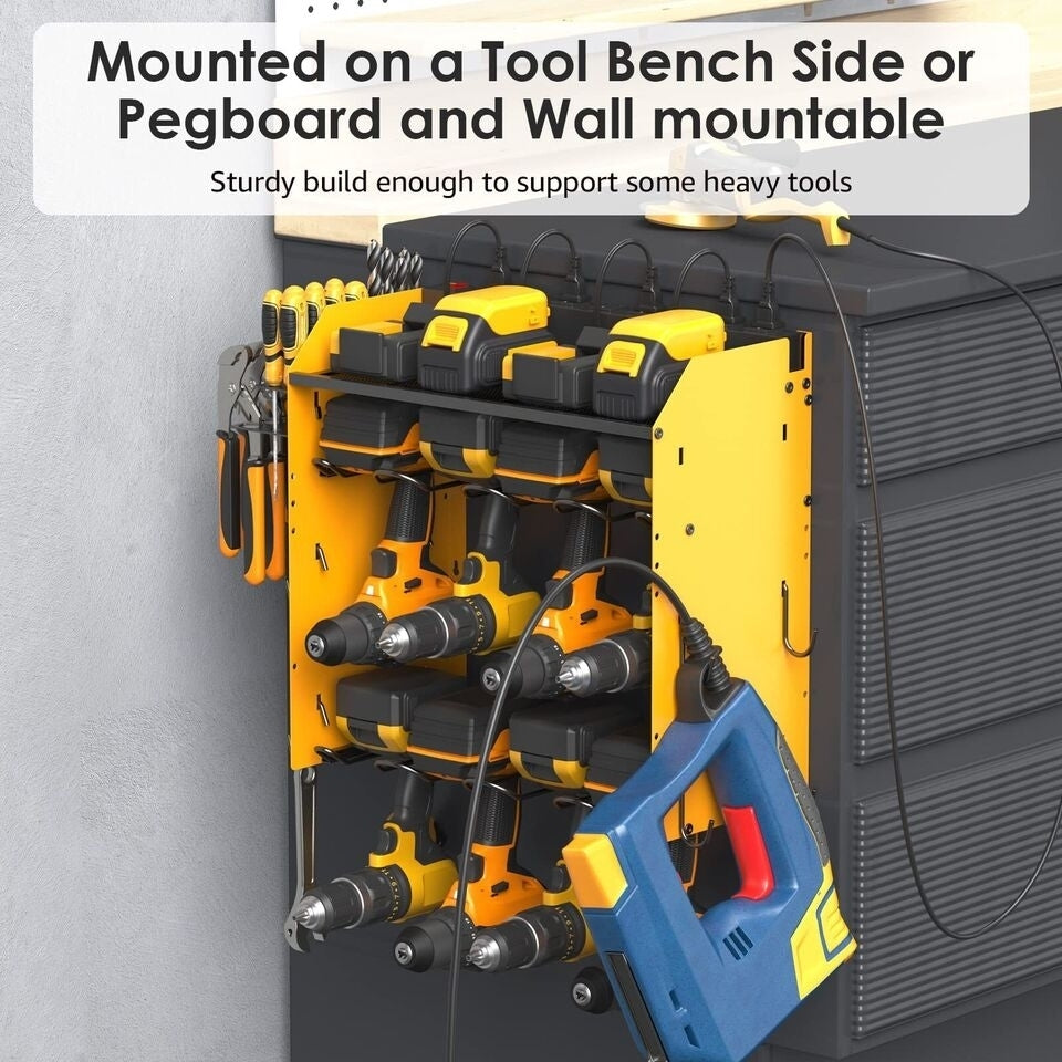 Modular Power Tool Organizer Wall Mount Charging Station, Yellow 8 Cord-less Image 7