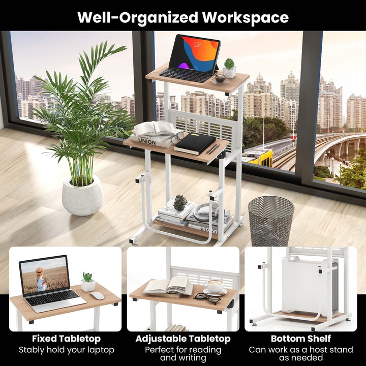 Stand Up Desk Height Adjustable Sit Stand Computer Workstation Standing Desk Image 6