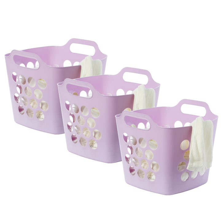 Flexible Plastic Laundry Basket Storage Hamper with Handles 16x15.5in Waterproof Image 9