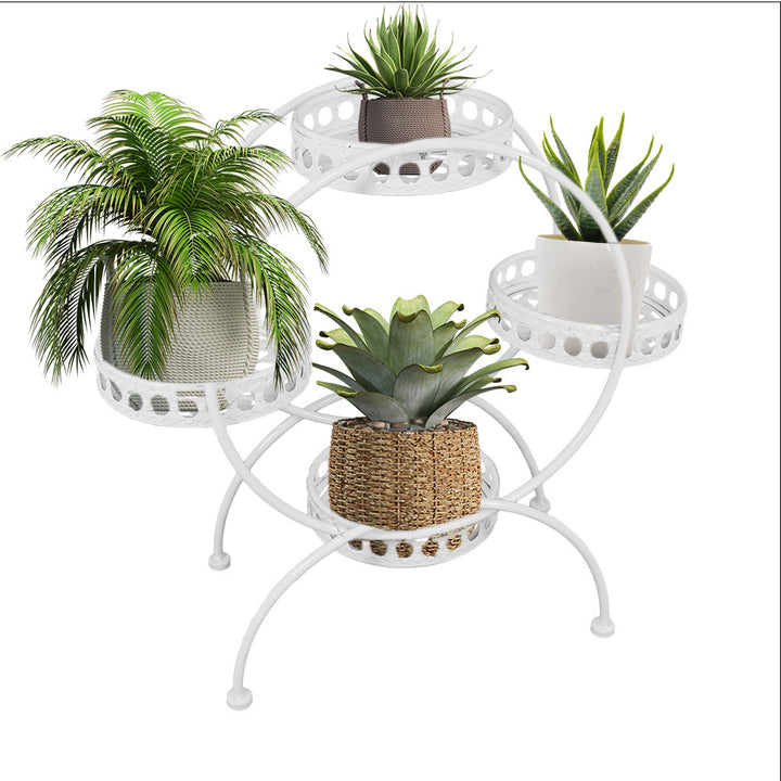 Sunnydaze White 4-Tier Ferris Wheel Indoor and Outdoor Plant Stand - 28 in Image 7