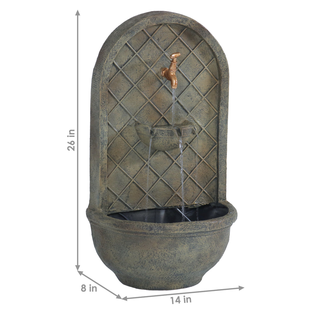 Sunnydaze Messina Polystone Outdoor Wall Fountain - Florentine Stone Image 3