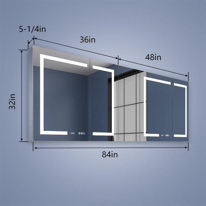 Boost-M2 84" W x 32" H Bathroom Narrow Light Medicine Cabinets with Vanity Mirror Recessed or Surface Image 2