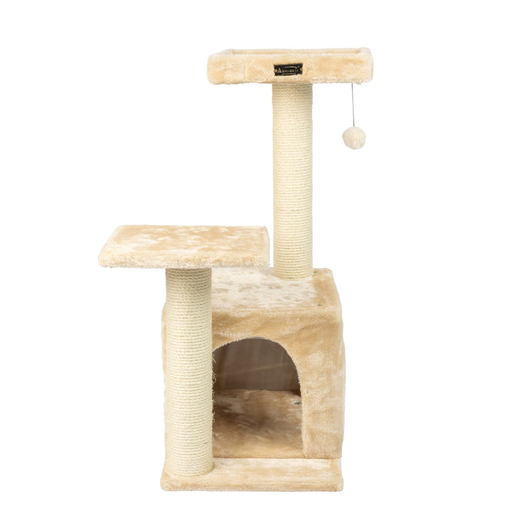 Armarkat Cat Tree A3207 Beige 32-inch Real Wood Three-Level Scratching Post Image 3