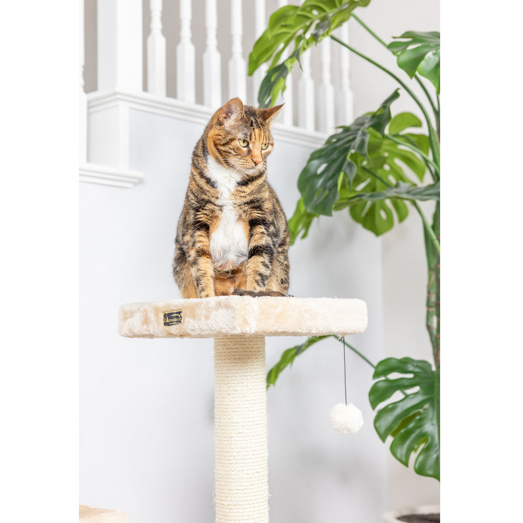 Armarkat Cat Tree A3207 Beige 32-inch Real Wood Three-Level Scratching Post Image 4