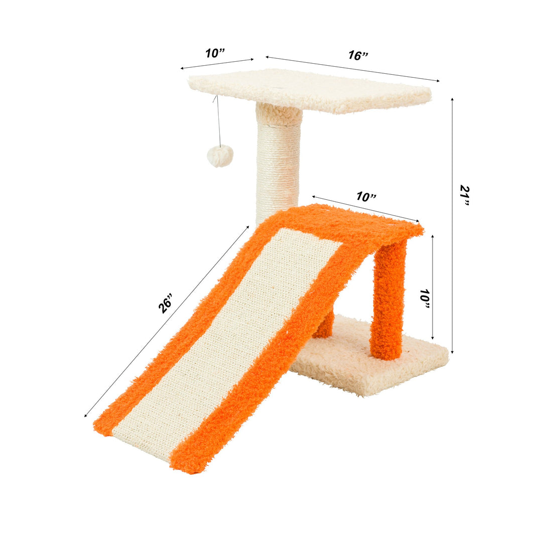 Armarkat X2101 Premium Cat Tree Beige Orange Two-Level Real Wood 27in Image 6