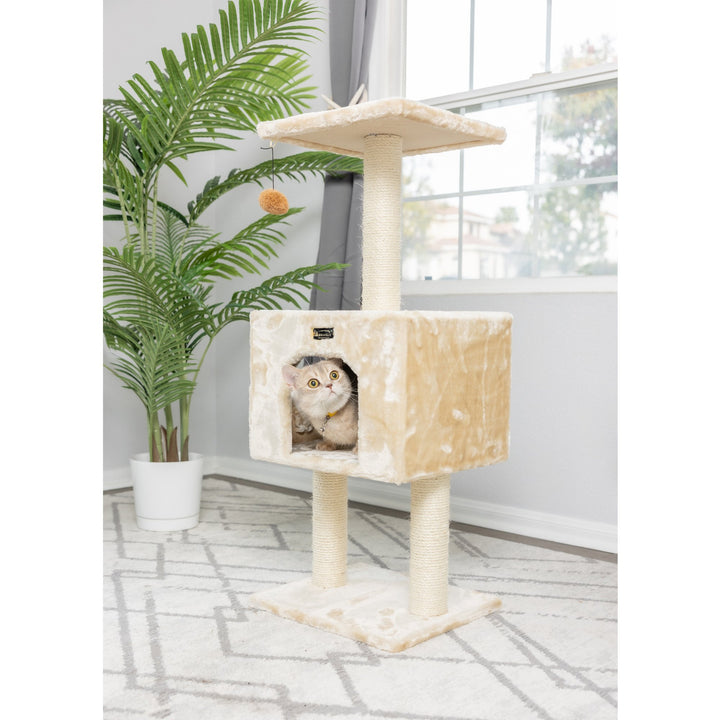 Armarkat Classic Cat Tree Model A4201 Beige 2-Level Playhouse 42 Inches Tall Image 3