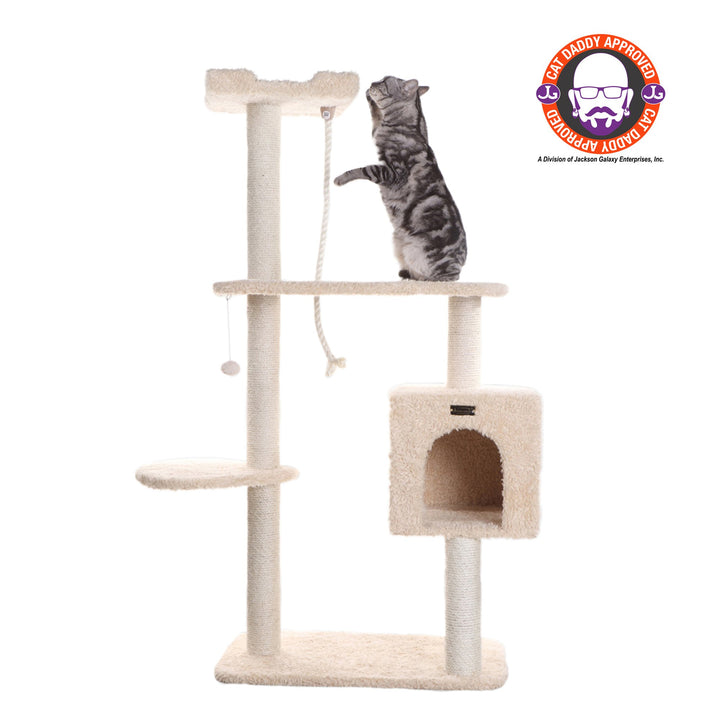 Armarkat Cat Tree Model A5708 Beige 57in Real Wood Faux faux Multi-Level Image 1