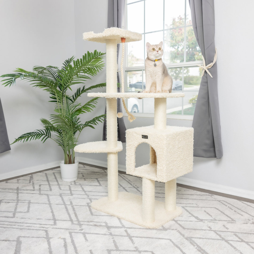 Armarkat Cat Tree Model A5708 Beige 57in Real Wood Faux faux Multi-Level Image 2