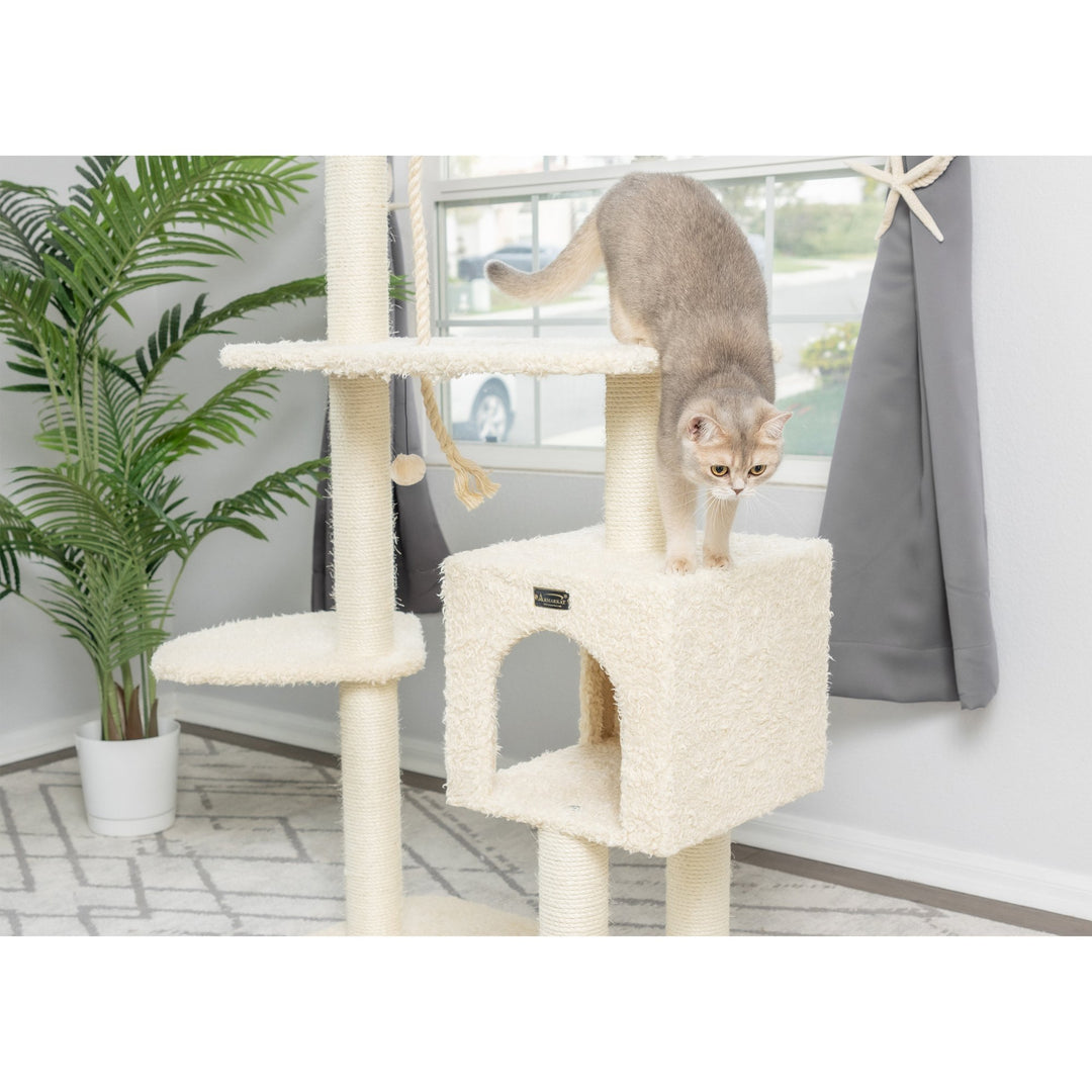 Armarkat Cat Tree Model A5708 Beige 57in Real Wood Faux faux Multi-Level Image 4