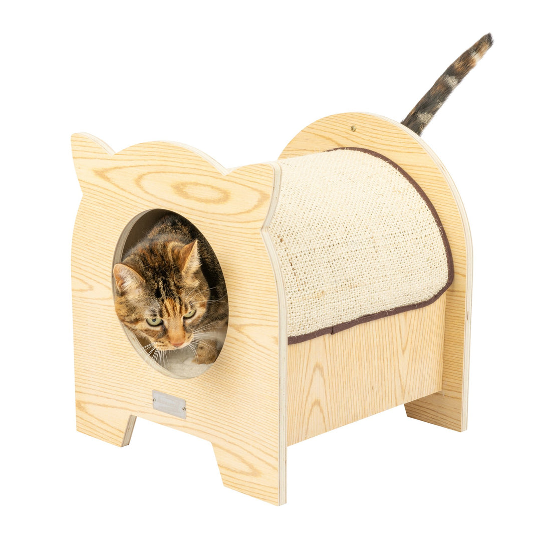 Armarkat S1203 Wood Cat Hideaway Natural Color with Soft Pad 15x15 Inches Image 3