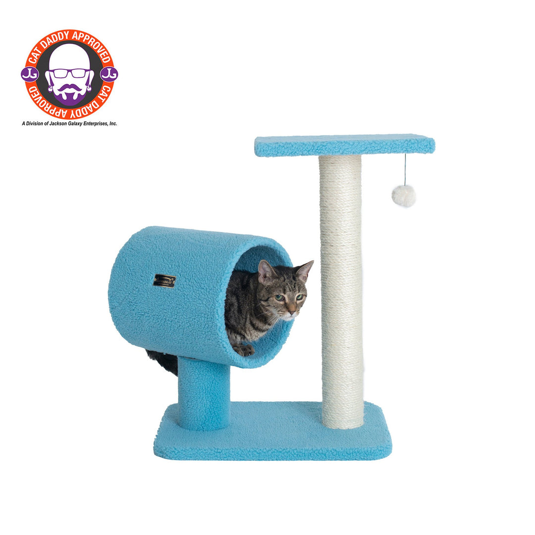 Armarkat Classic Cat Tree B2501 Real Wood Sky Blue Cat Tunnel Perch 24x14x26 Image 1