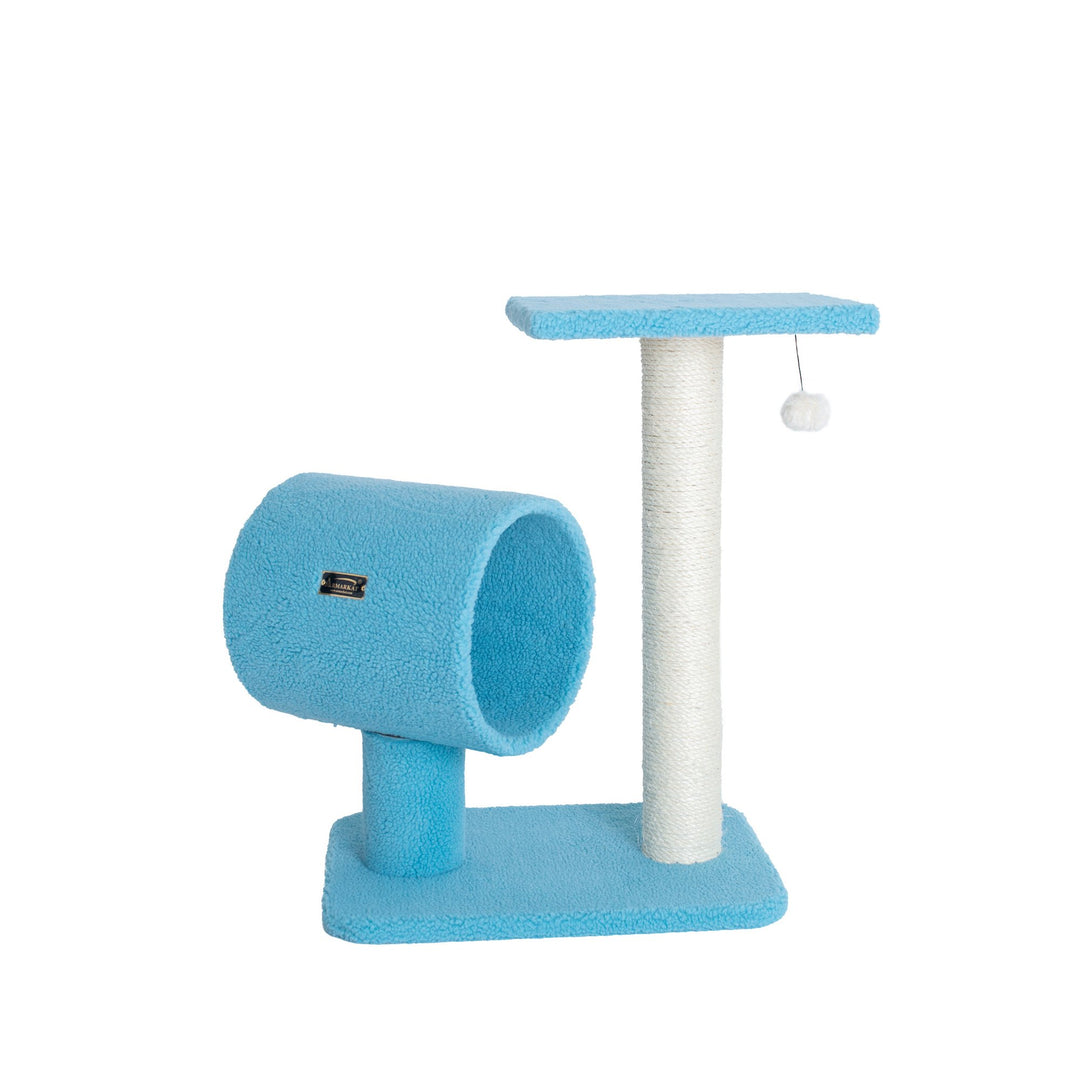 Armarkat Classic Cat Tree B2501 Real Wood Sky Blue Cat Tunnel Perch 24x14x26 Image 2