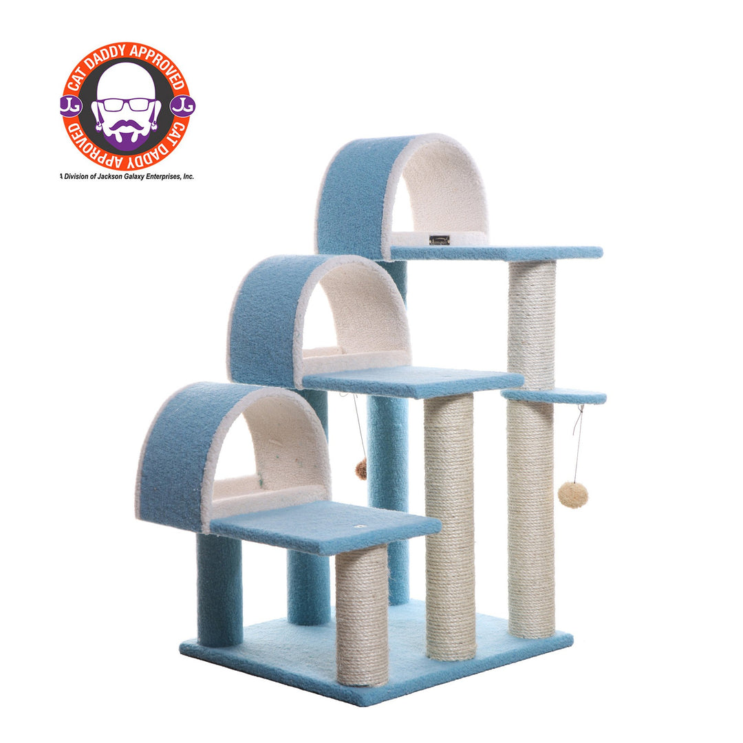 Armarkat Real Wood Cat Step Stair Model B3803 Sky Blue Three Levels Tunnels Image 1