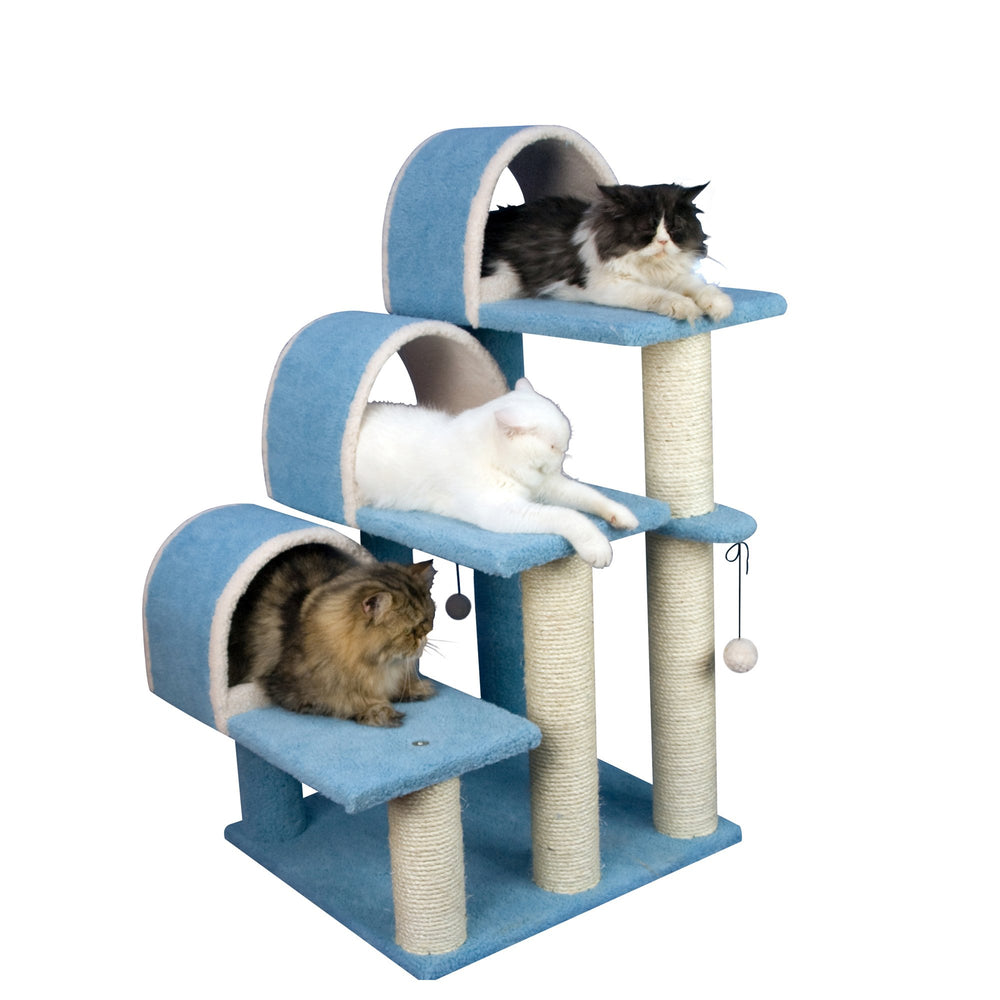 Armarkat Real Wood Cat Step Stair Model B3803 Sky Blue Three Levels Tunnels Image 2