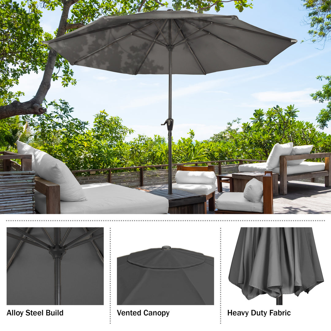 Pure Garden 9FT Patio Umbrella Navy Blue Crank Vented Canopy for Deck Pool Image 5