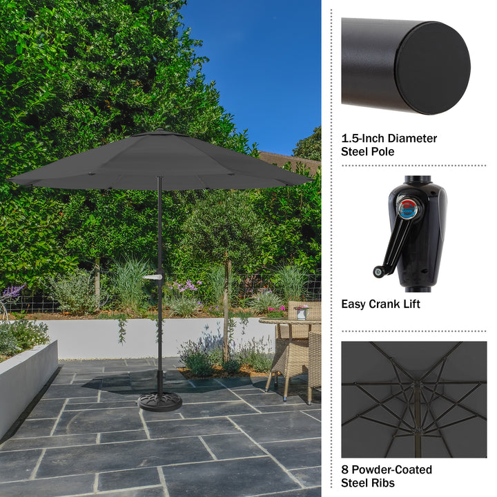 Pure Garden 9FT Patio Umbrella Navy Blue Crank Vented Canopy for Deck Pool Image 8