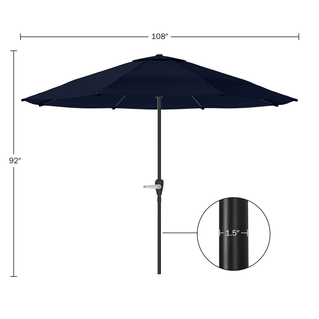 Pure Garden 9FT Patio Umbrella Navy Blue Crank Vented Canopy for Deck Pool Image 4