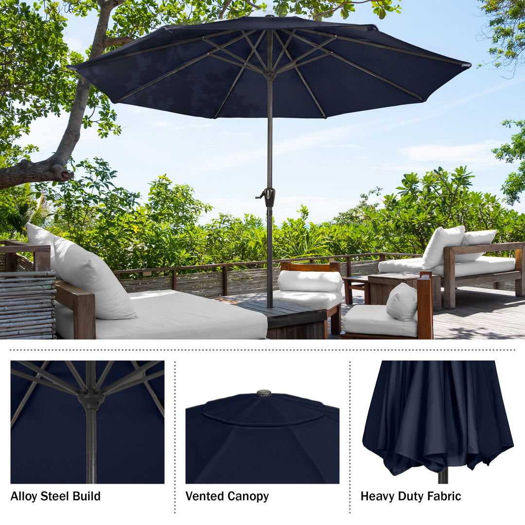 Pure Garden 9FT Patio Umbrella Navy Blue Crank Vented Canopy for Deck Pool Image 6