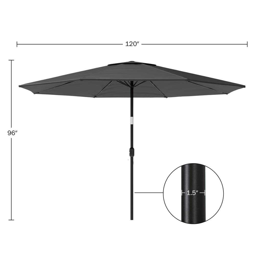 Patio Umbrella with Lights - 10 ft Outdoor Sun Shade Canopy with 32 Solar LEDs - UV 30+ Protection LED Umbrella Image 2