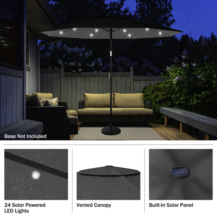 Patio Umbrella with Lights - 10 ft Outdoor Sun Shade Canopy with 32 Solar LEDs - UV 30+ Protection LED Umbrella Image 8