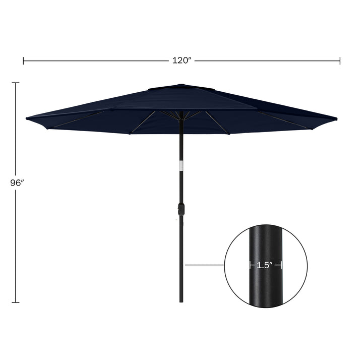 Patio Umbrella with Lights - 10 ft Outdoor Sun Shade Canopy with 32 Solar LEDs - UV 30+ Protection LED Umbrella Image 3