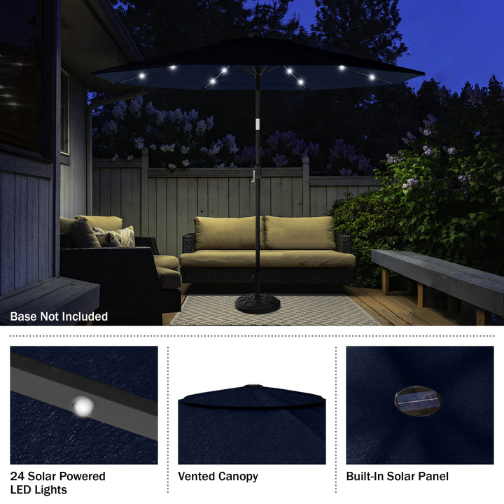 Patio Umbrella with Lights - 10 ft Outdoor Sun Shade Canopy with 32 Solar LEDs - UV 30+ Protection LED Umbrella Image 9